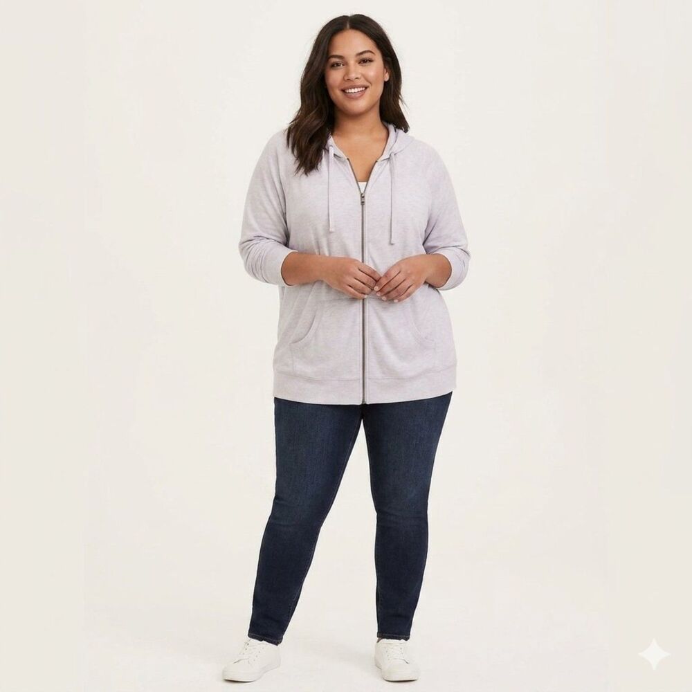 Torrid | Triblend Jersey Zip Up Hoodie Light Gray Comfy Athleisure Loungewear 2X